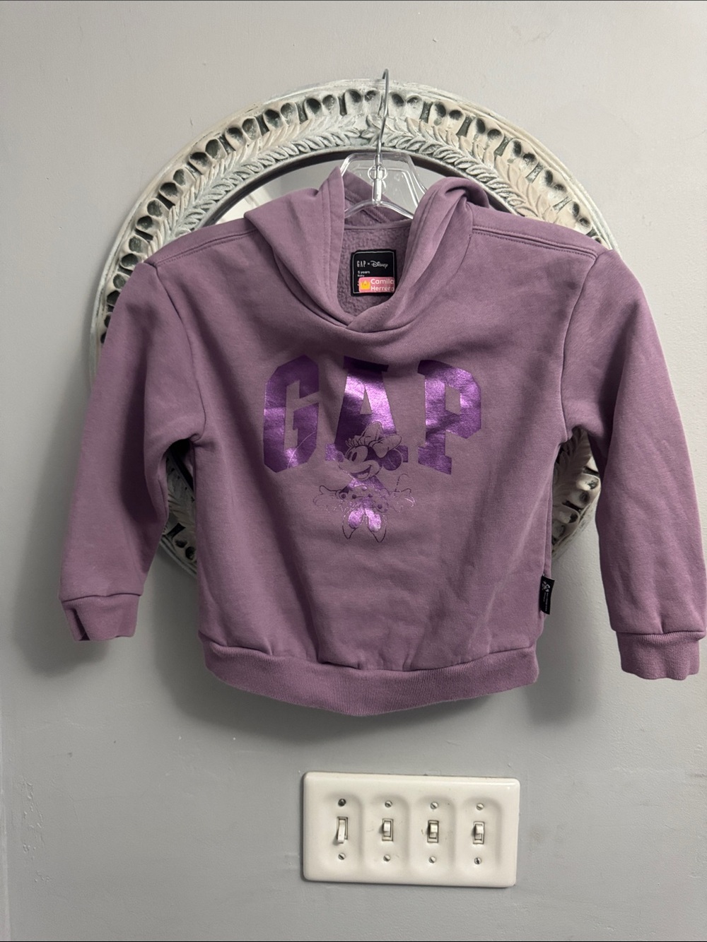 GAP Girls Lavender Hoodie with Shiny Minnie Graphic